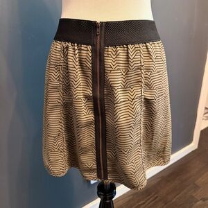 Silence + Noise Black and Tan Geometric Zip-Front Mini Skirt with Pockets